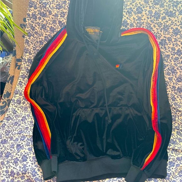 Aviator nation black velour velvet hoodie size small new with tag ! - Picture 1 of 3